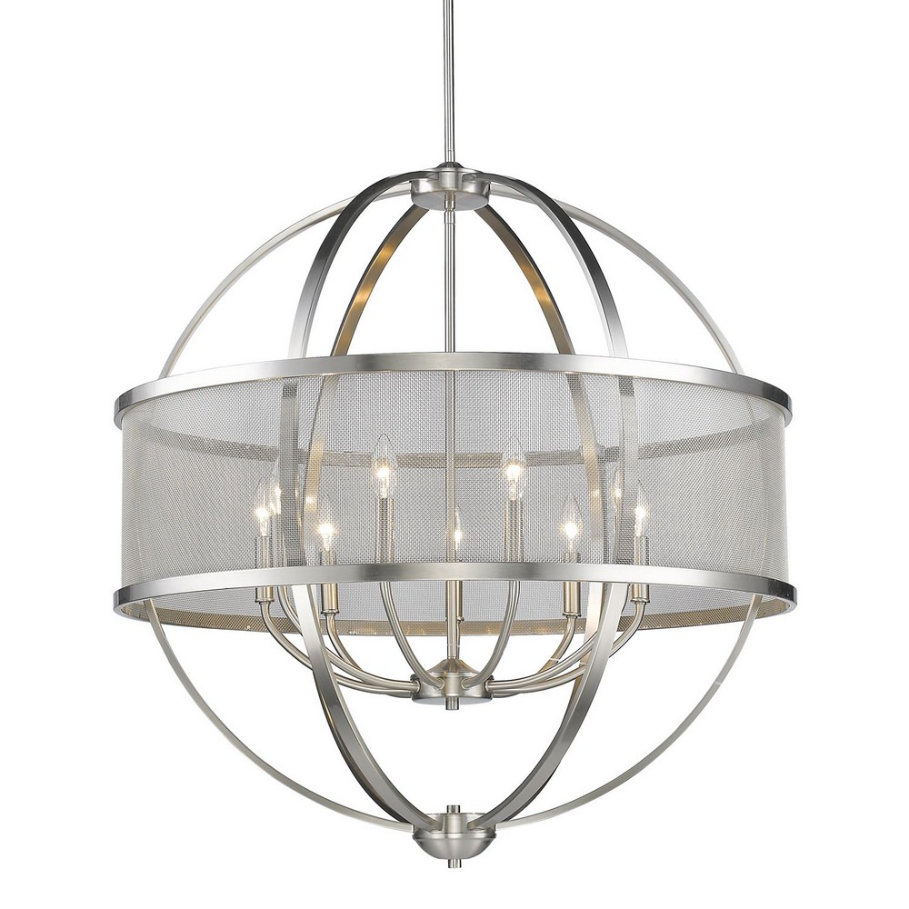 Golden Lighting-3167-9 PW-PW-Colson - 9 Light Chandelier in Durable style - 35 Inches high by 31 Inches wide Pewter Pewter Pewter Finish